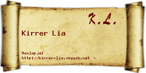 Kirrer Lia névjegykártya